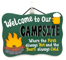 Load image into Gallery viewer, Fire's Hot Beer's Cold Camping Signs