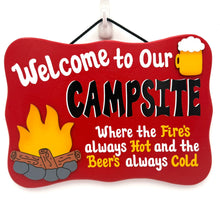 Load image into Gallery viewer, Fire's Hot Beer's Cold Camping Signs