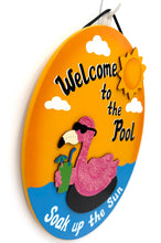 Load image into Gallery viewer, Welcome To The Pool Sign-Flamingo