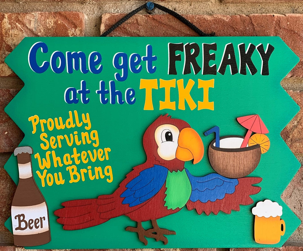 Tiki Bar personalized wooden hand painted Tiki Bar sign Come get Freaky at the Tiki