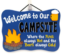 Load image into Gallery viewer, Fire's Hot Beer's Cold Camping Signs

