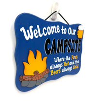 Load image into Gallery viewer, Fire's Hot Beer's Cold Camping Signs
