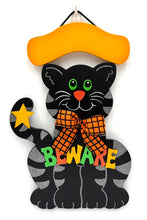 Load image into Gallery viewer, Cat w/ Beware Halloween Signs
