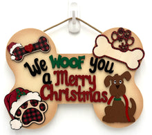Load image into Gallery viewer, Woof you a Merry Christmas Dog Bone Christmas Signs
