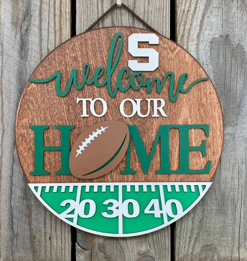 MSU wooden round circle Welcome to our Home