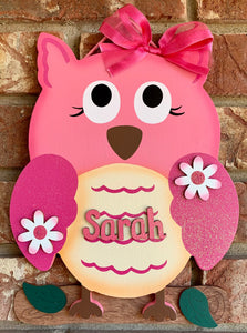 Owl wooden painted personalized decorative wall decor Owl Nursery room sign
