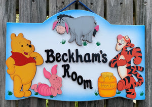 Winnie the Pooh Wooden Painted Personalized Room Sign
