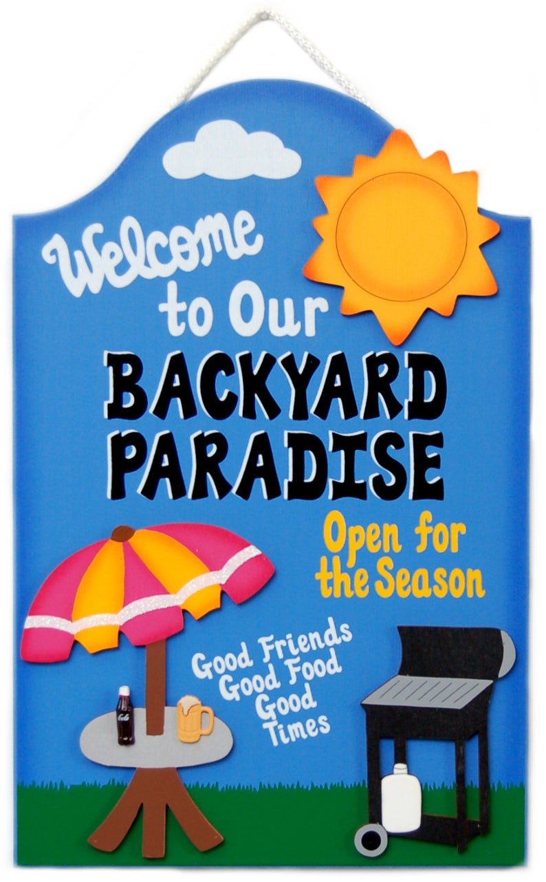 Backyard Paradise wooden handmade decorative Backyard sign